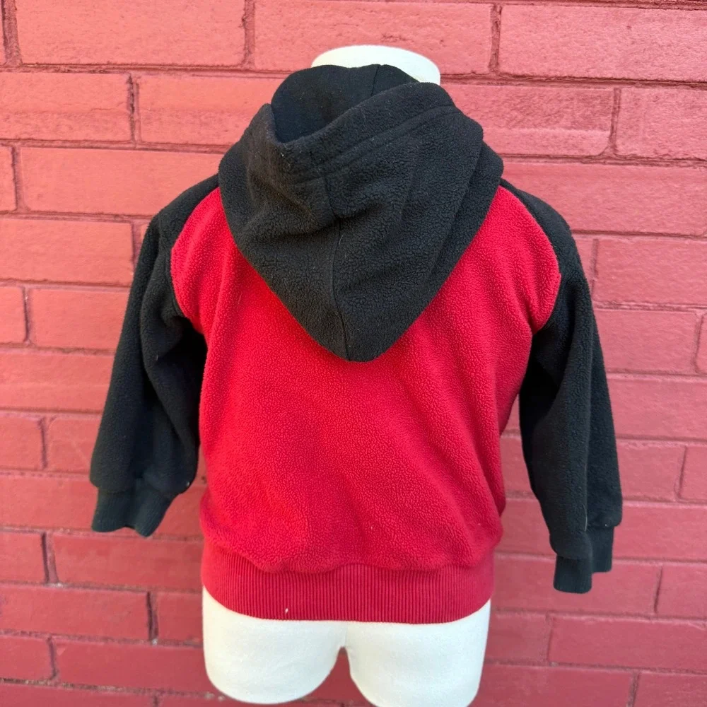 Vtg Y2K Nike Football Fleece Zip Up Hoodie Red Black White Infant Size 12 Months